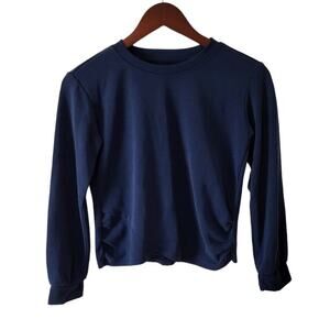 Athleta Girl 405374 Navy Blue Ruched Side Overlay Hem Girls Large 12